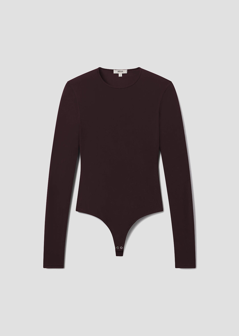 AURA LONG SLEEVE BODYSUIT IN CHOCOLATE 1