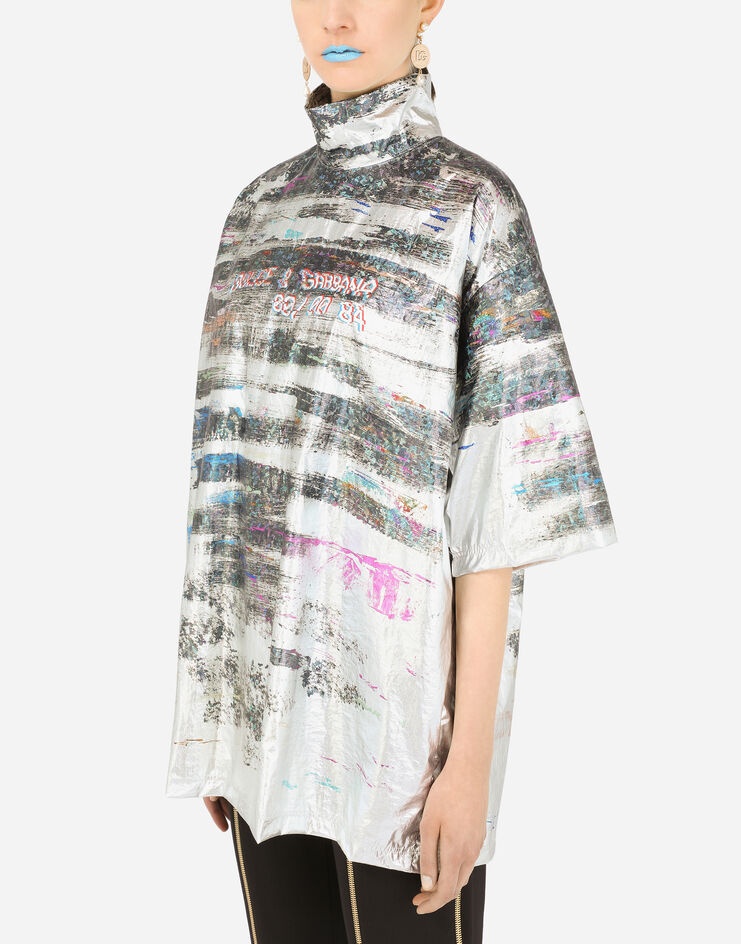 Jersey T-shirt with foiled glitch print - 4