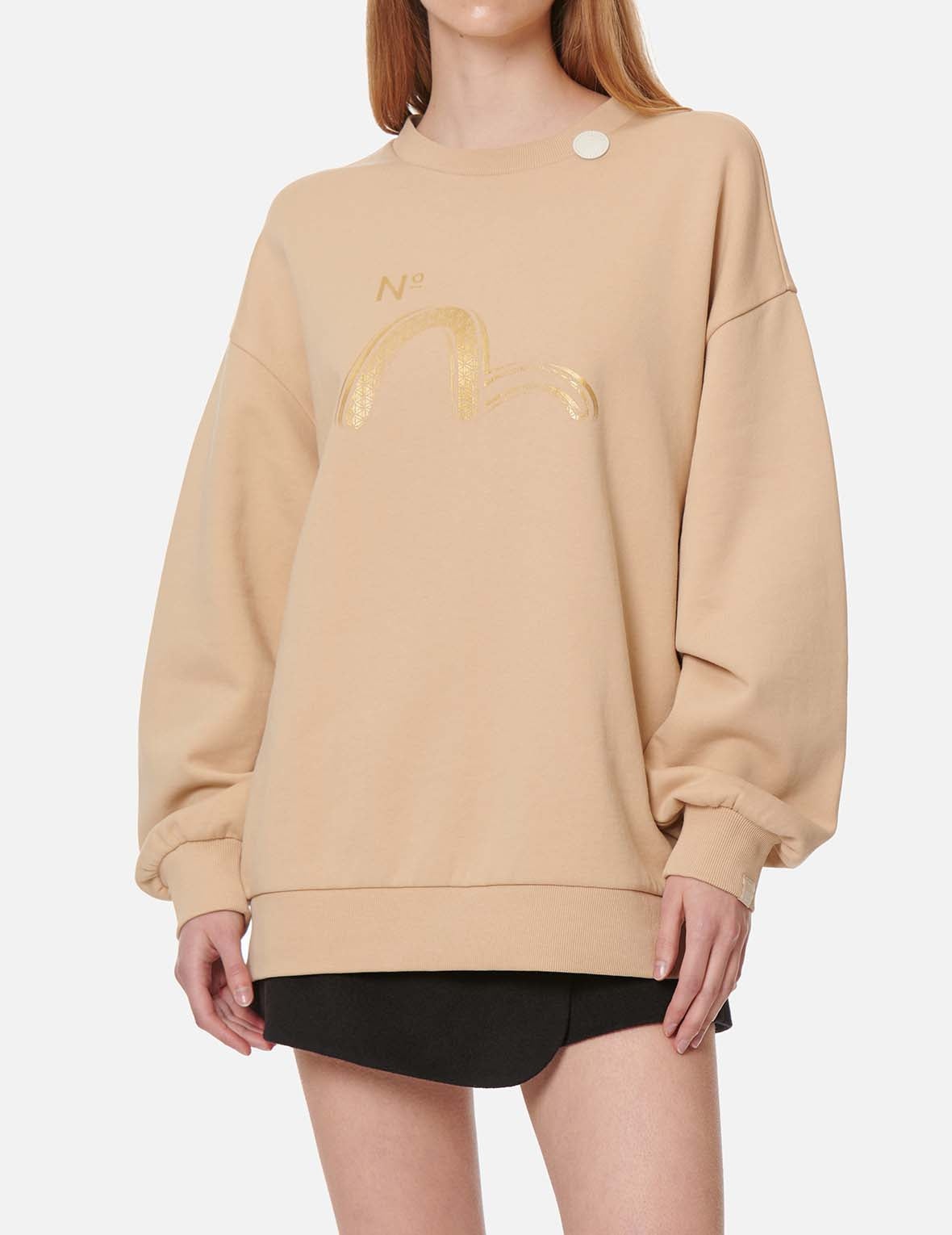 Sashiko Seagull and Kamon Print Oversize Sweatshirt - 4
