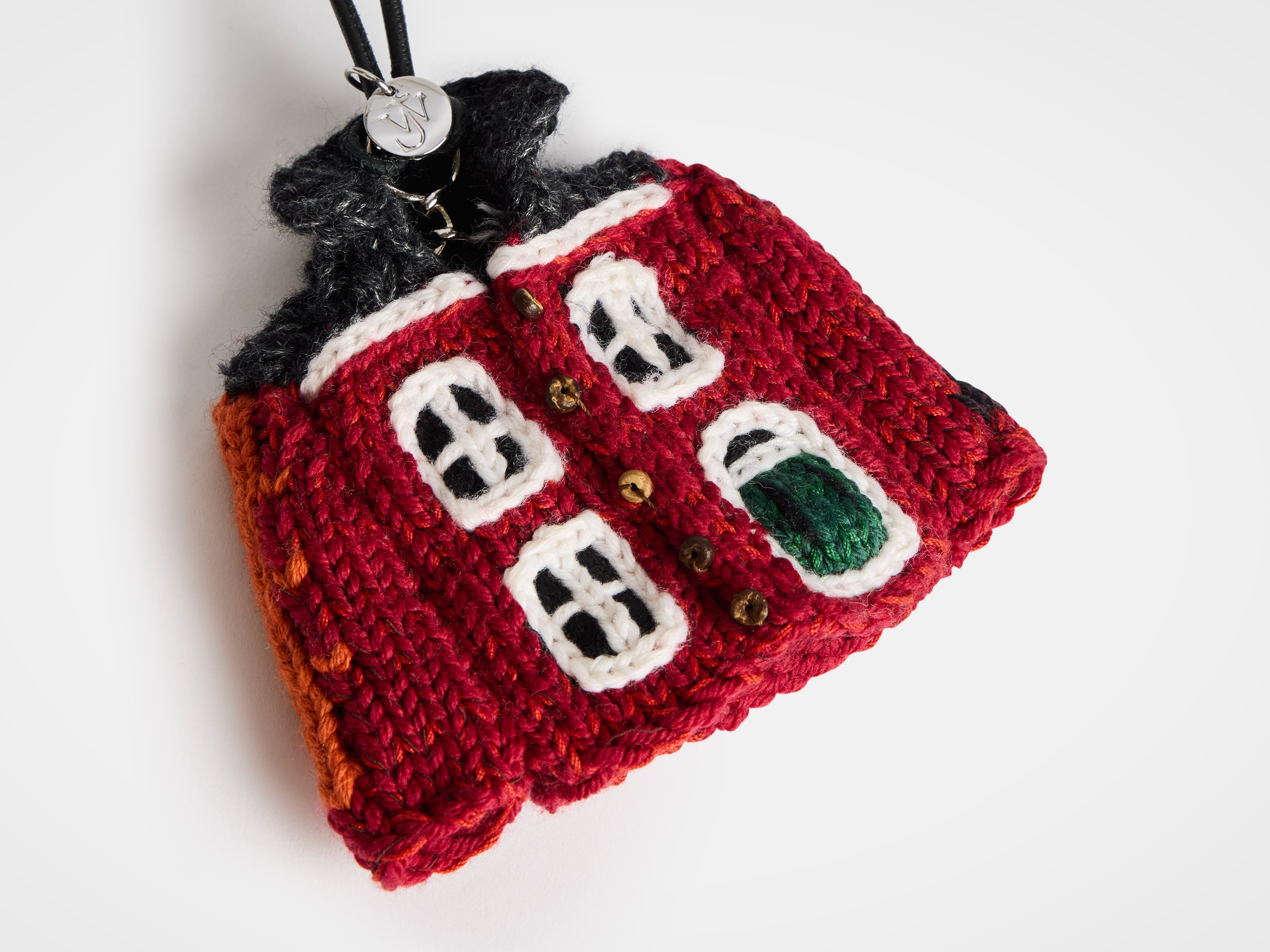 KNITTED HOUSE CARDIGAN CHARM IN RED - 3