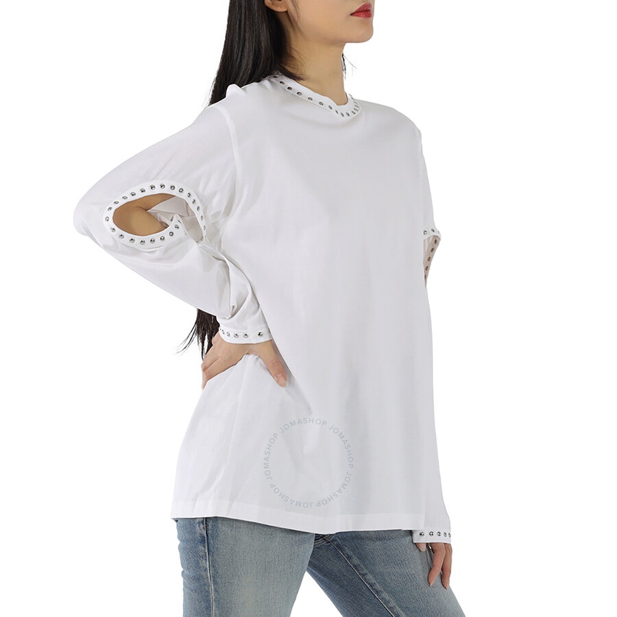 Burberry Ladies Ashbury White Cut-out Detail Studded Top - 2