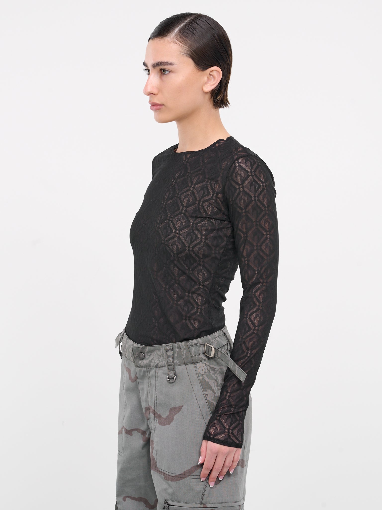 Mesh Logo Jacquard Knit Top - 2