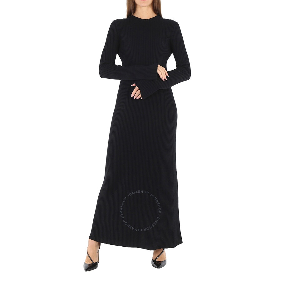Chloe Ladies Black Long Knitted Wool And Cashmere Dress - 3