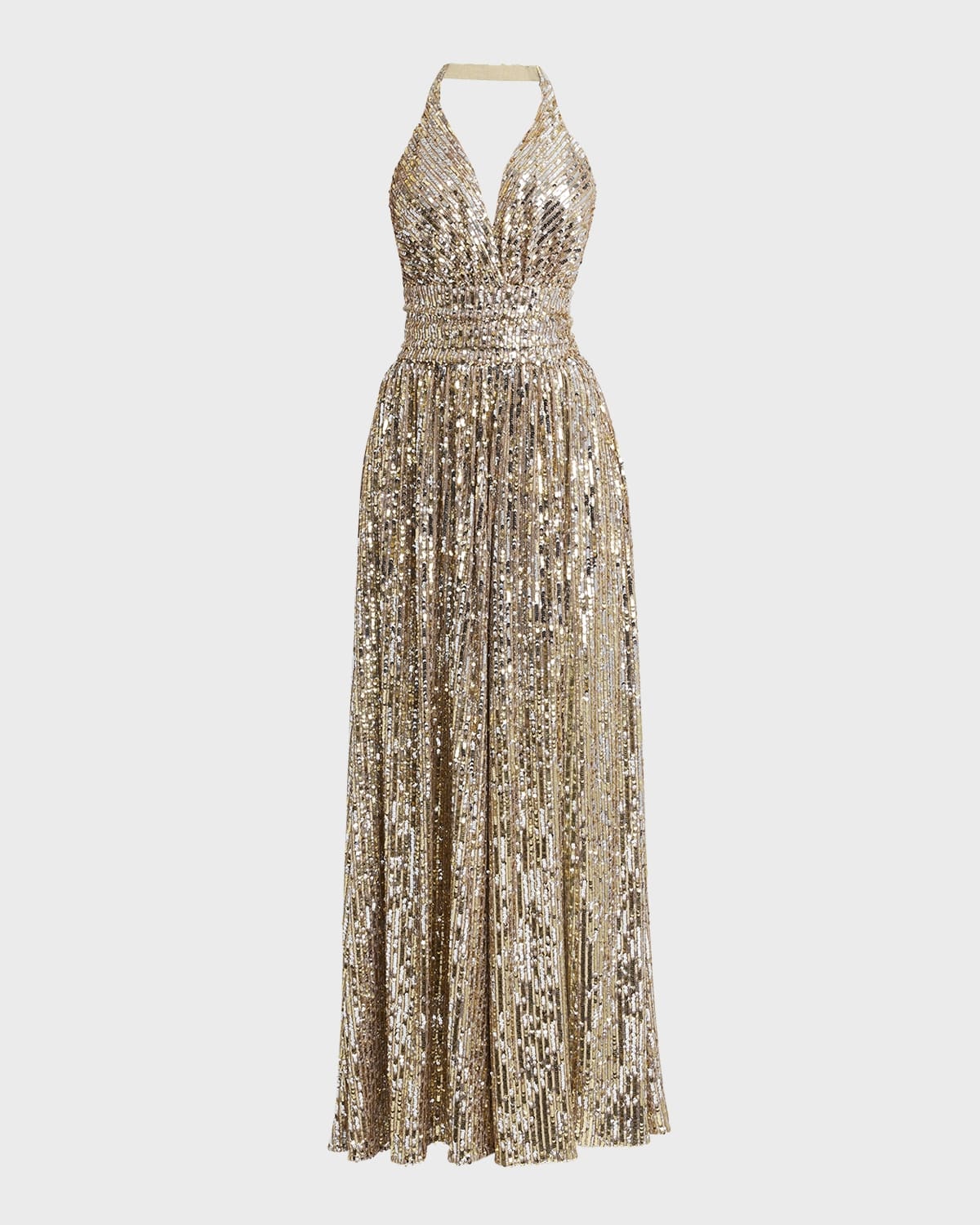 Dolce & Gabbana Sequined Halter Thigh-Slit Gown