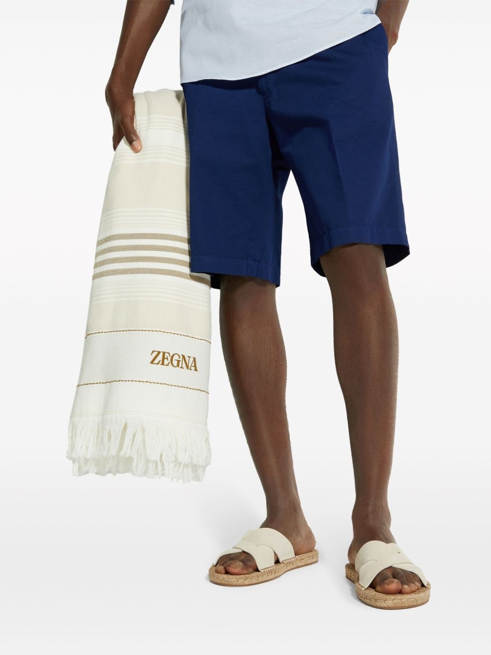 logo-embroidered cotton beach towel - 3