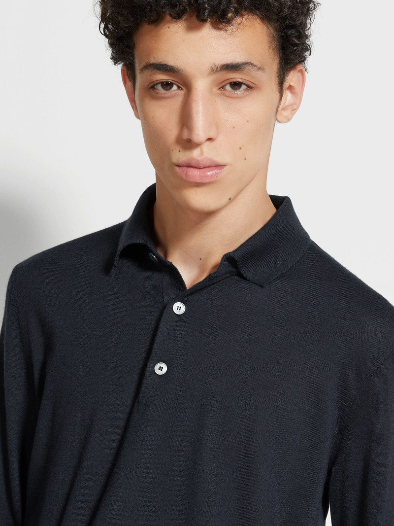 ZEGNA NAVY BLUE CASHSETA POLO SHIRT outlook