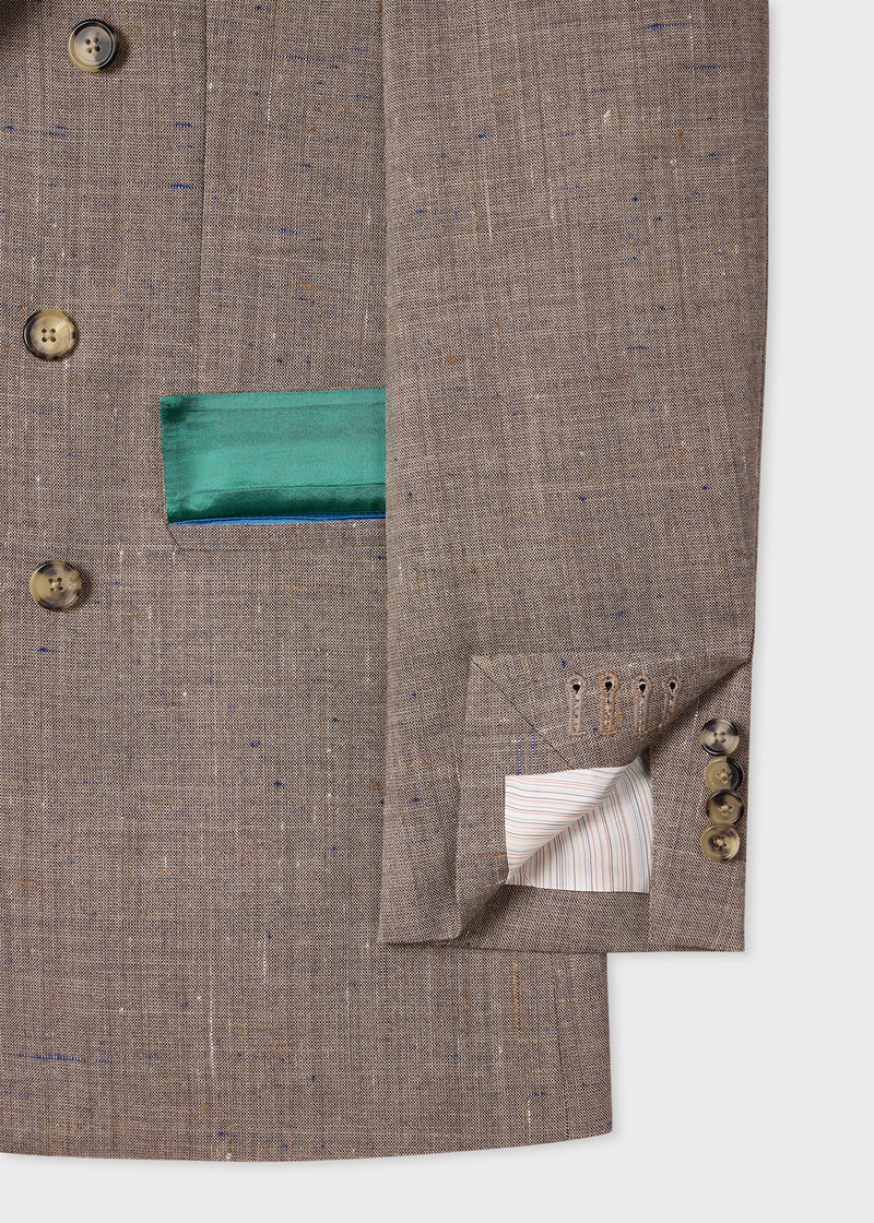 Beige Flecked Wool-Viscose Double-Breasted Blazer 3