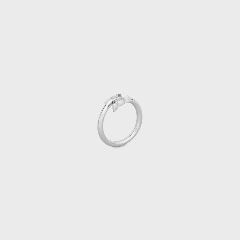CELINE Triomphe Asymmetric Ring in Brass with Rhodium Finish outlook