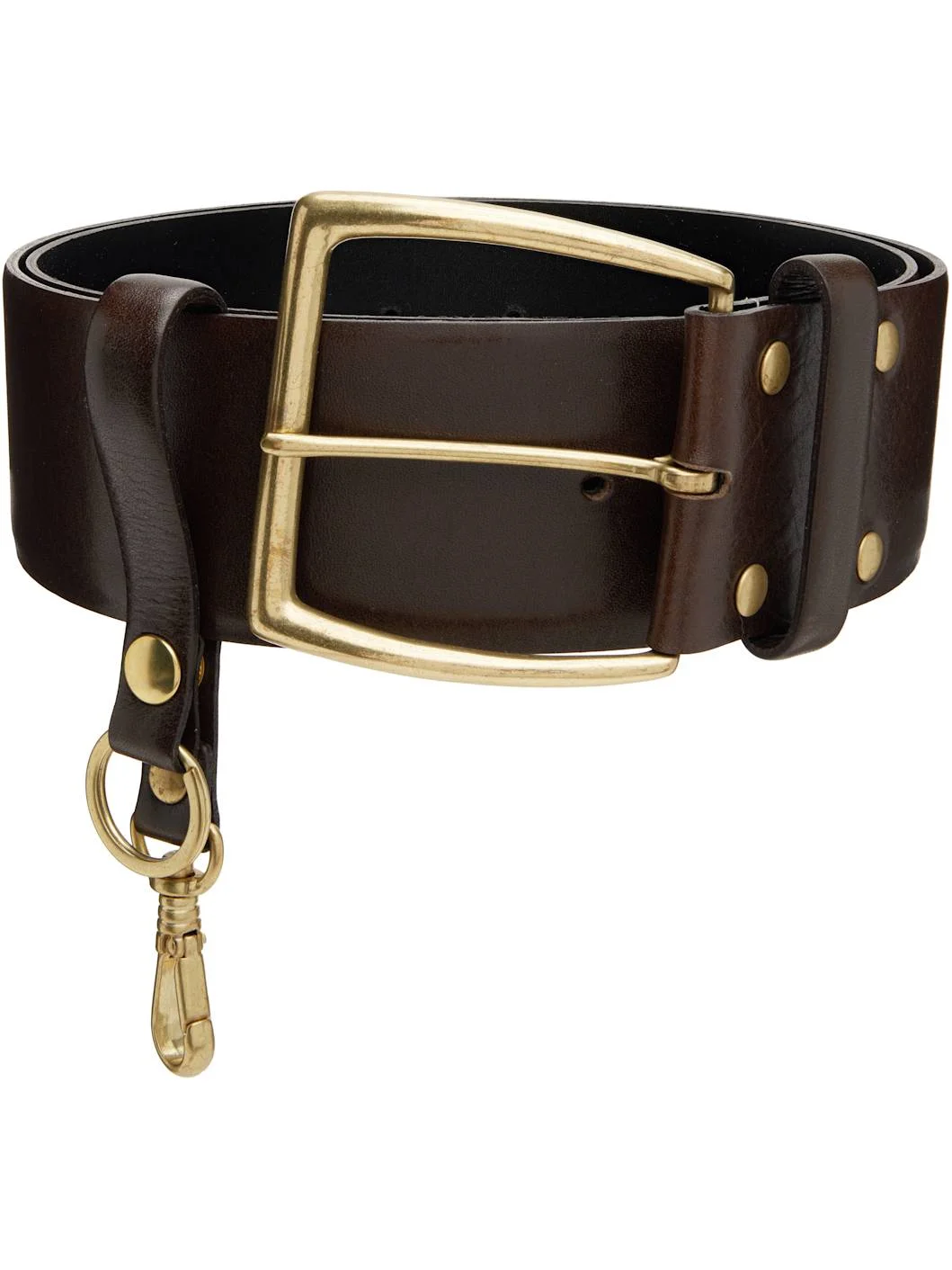 Brown Leather Wide Belt - 1