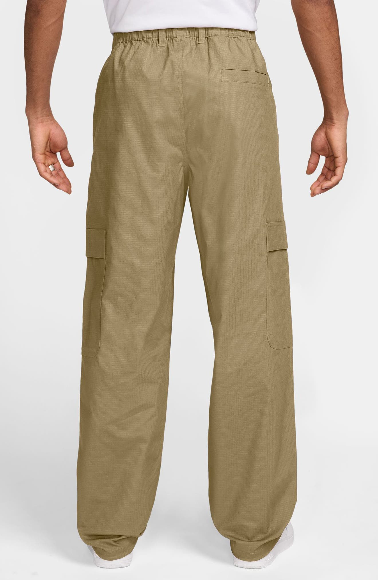 Nike Sportswear Club Stretch Cotton Ripstop Cargo Pants in Parachute Beige/White at Nordstrom - 2