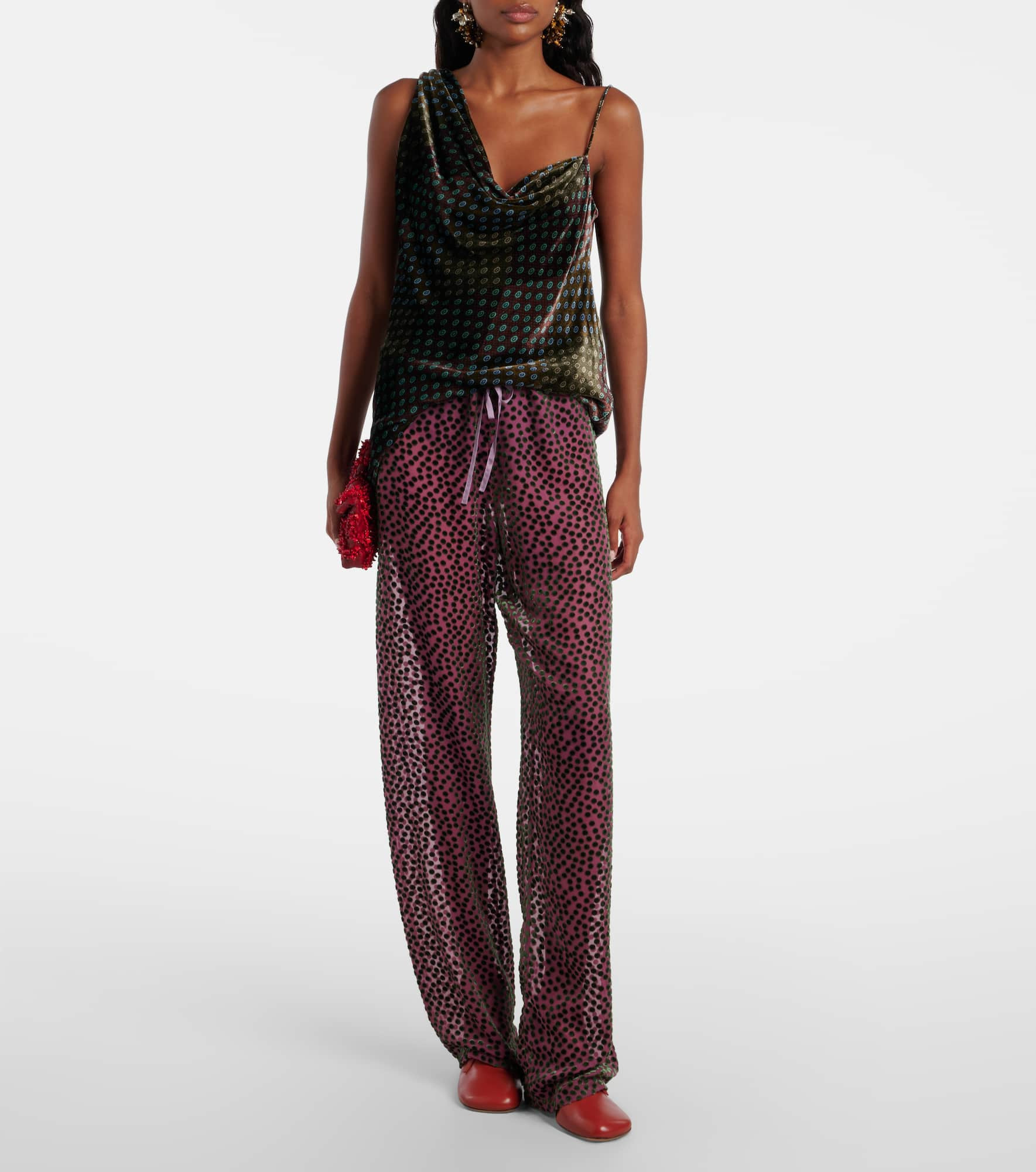 Polka-dot straight pants - 2