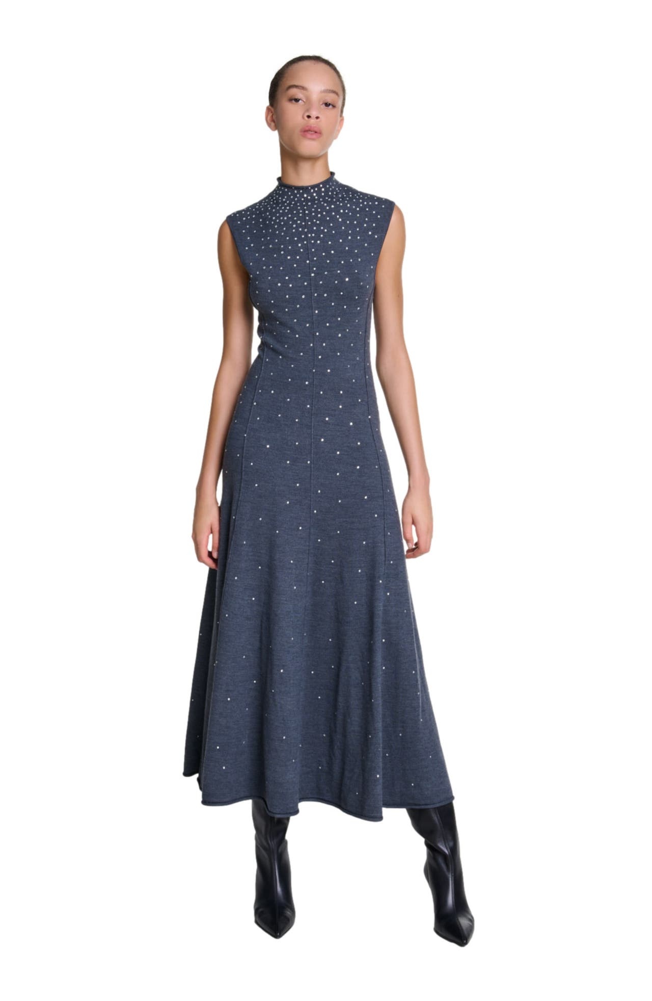 maje Knit maxi dress with rhinestones in Grey at Nordstrom - 1