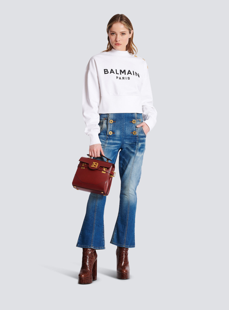 Balmain Cropped sweatshirt with Balmain Paris print outlook