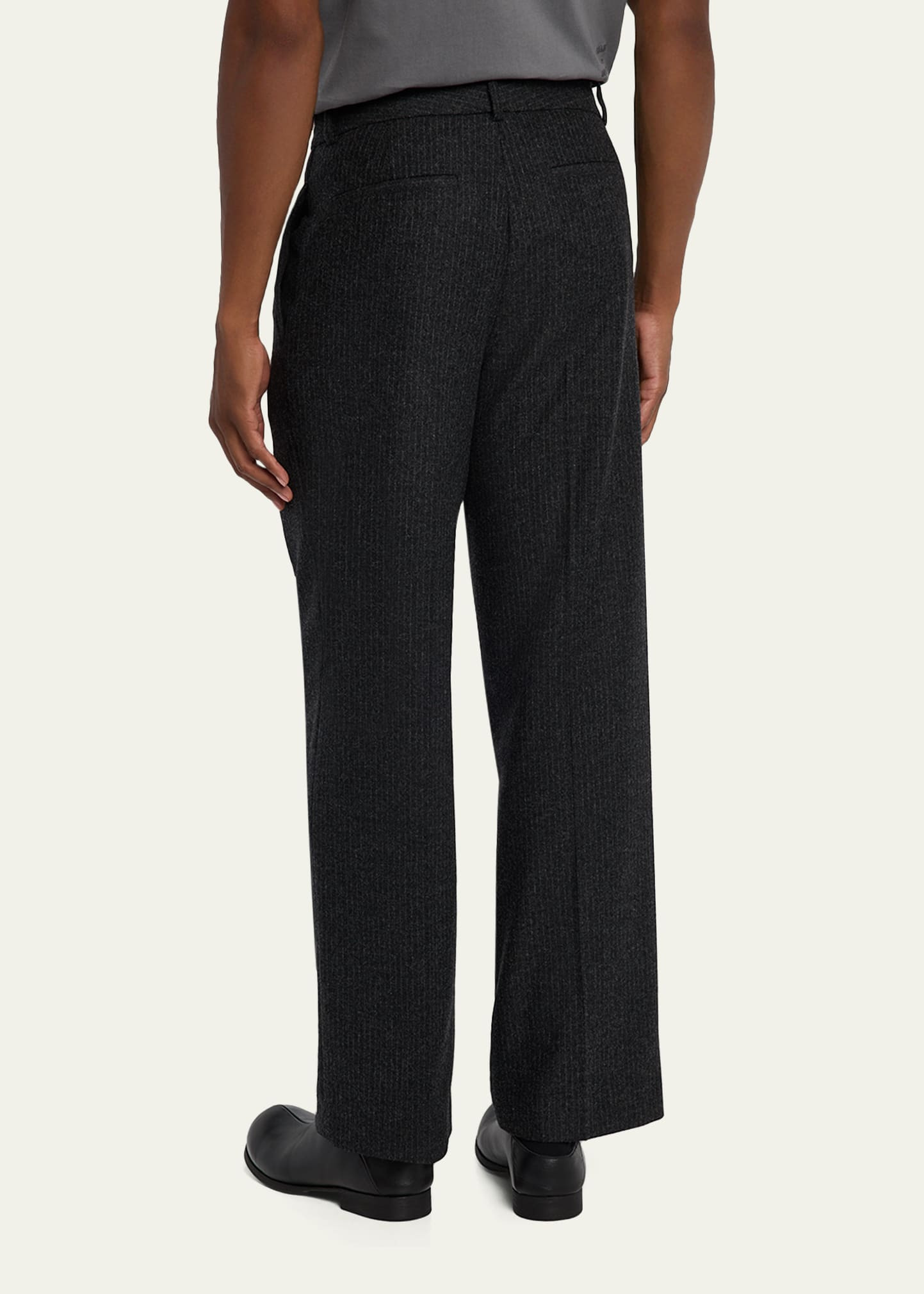 Men's Pinstripe Wide Leg Trousers - 3