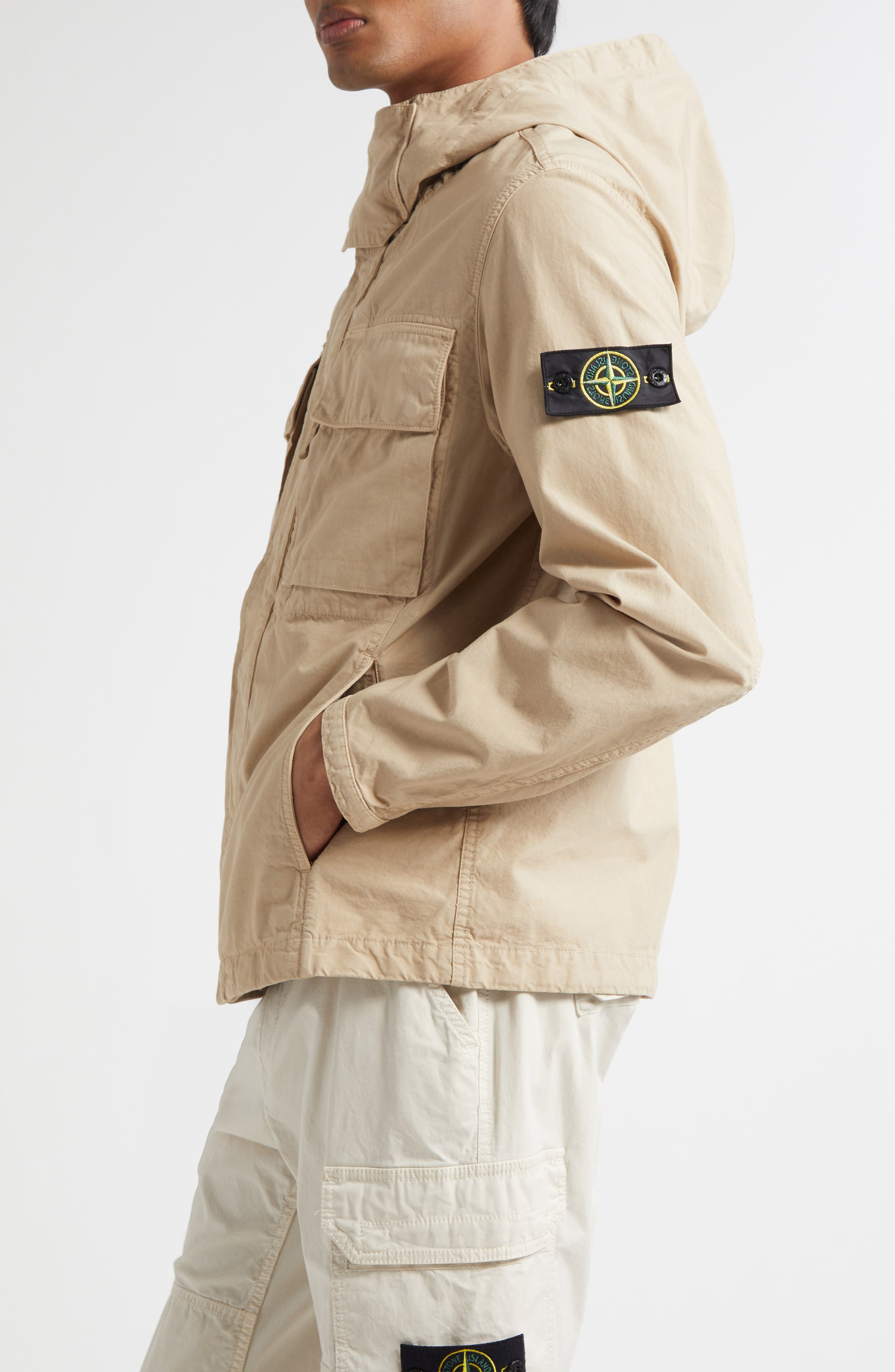 Stone Island Short Cotton Twill Parka in V009A Desert at Nordstrom - 3