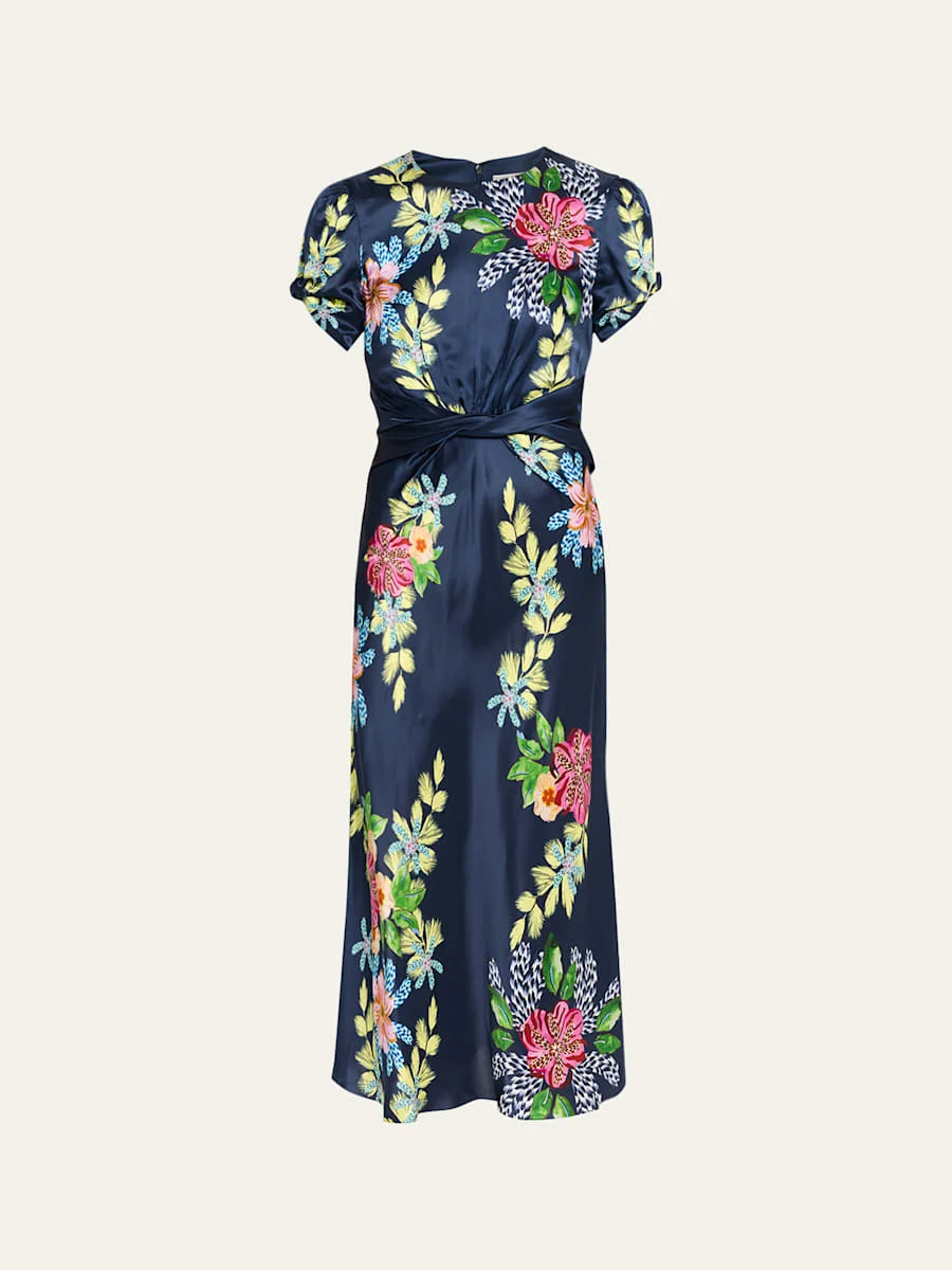 Gwen Floral Silk-Blend Dress - 1