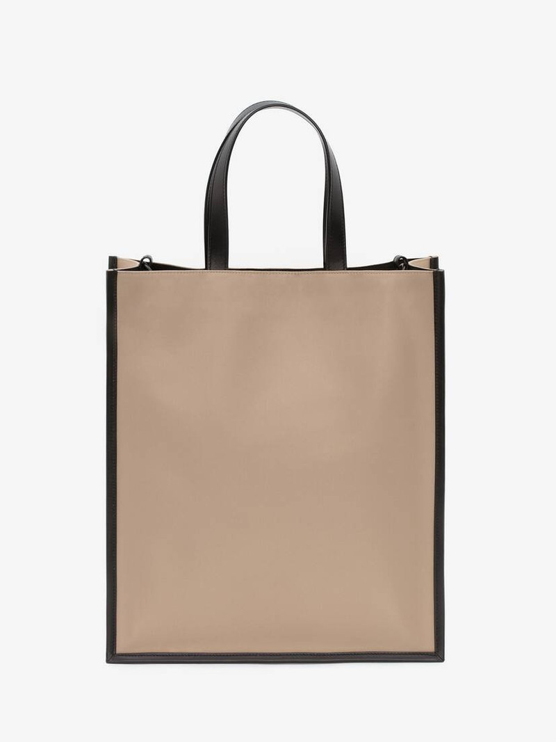 Mcqueen Graffiti Edge North South Tote Bag in Black/beige 3