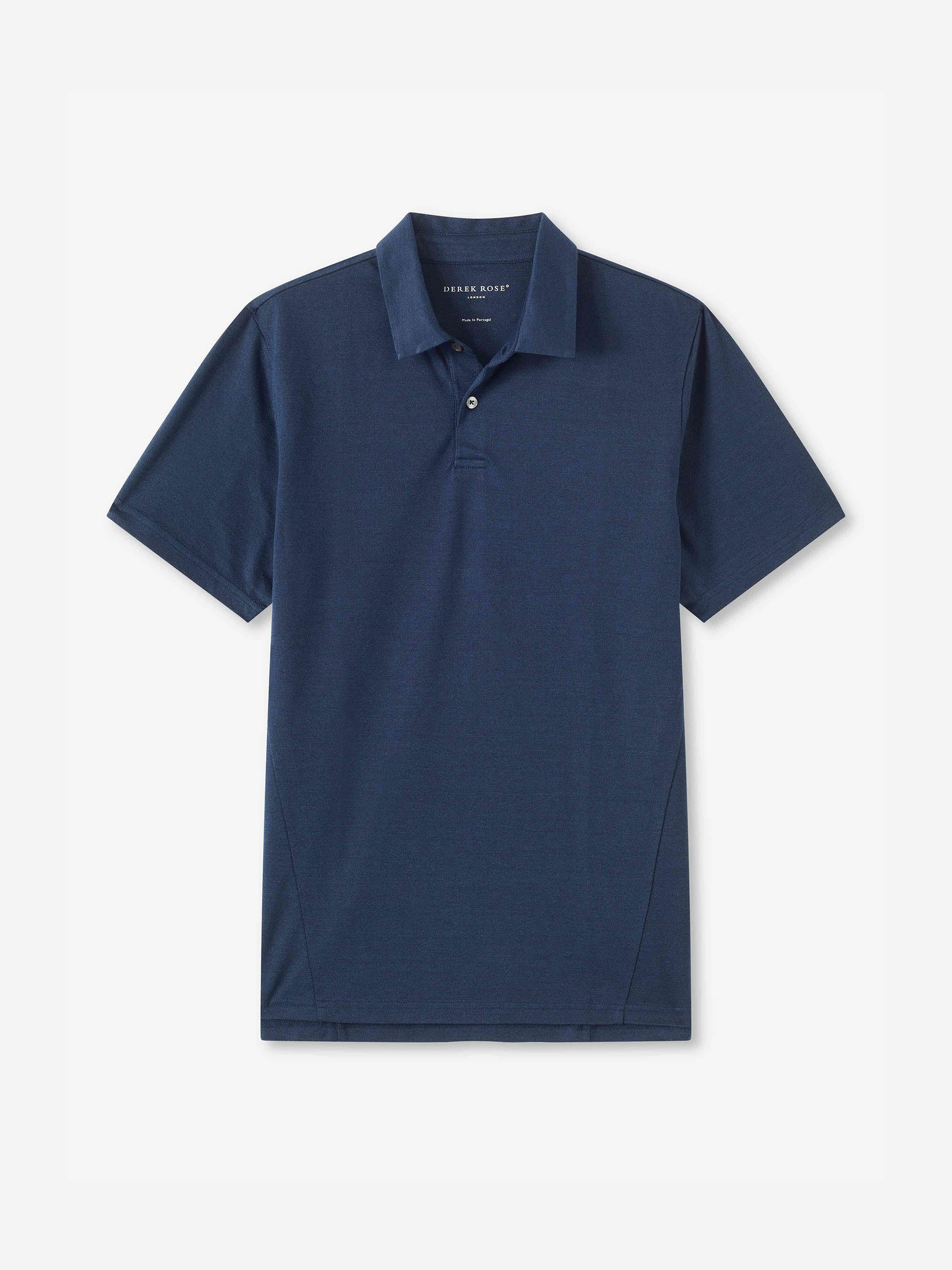 Men's Polo Shirt Ramsay 2 Pique Cotton Tencel Navy - 2