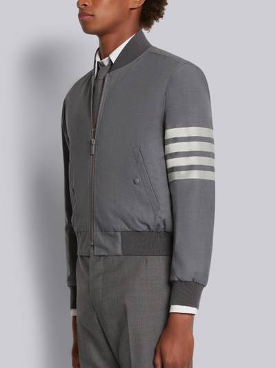 Thom Browne Medium Grey Plain Weave Suiting 4-Bar Knit Rib Blouson Jacket outlook
