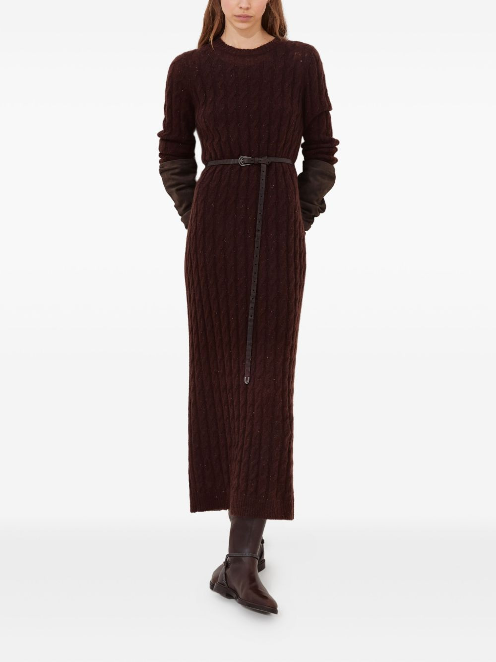 sequined cable-knit midi dress - 5