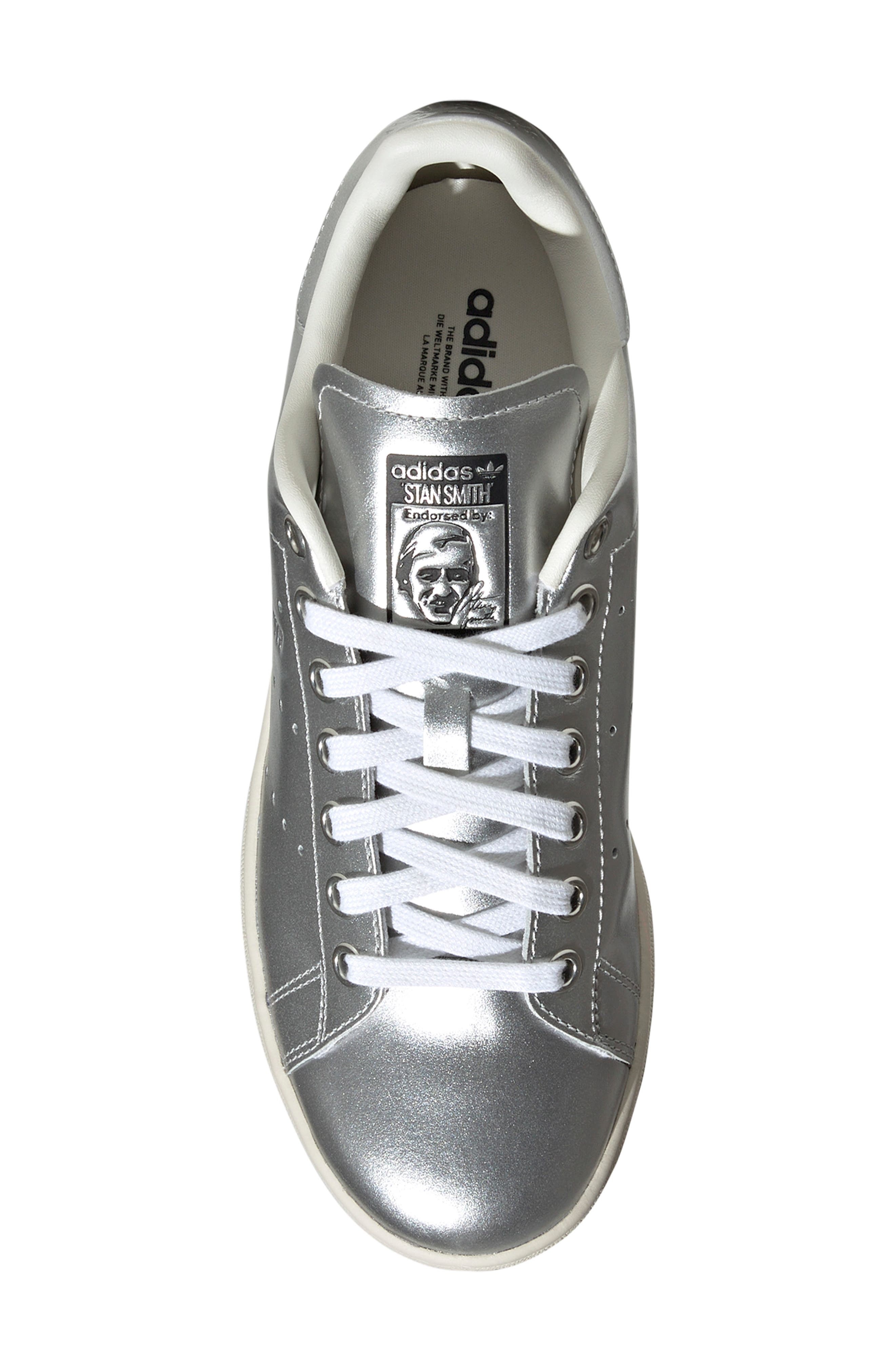 adidas Stan Smith Sneaker in Silver Met/Silver Met/Black at Nordstrom - 4