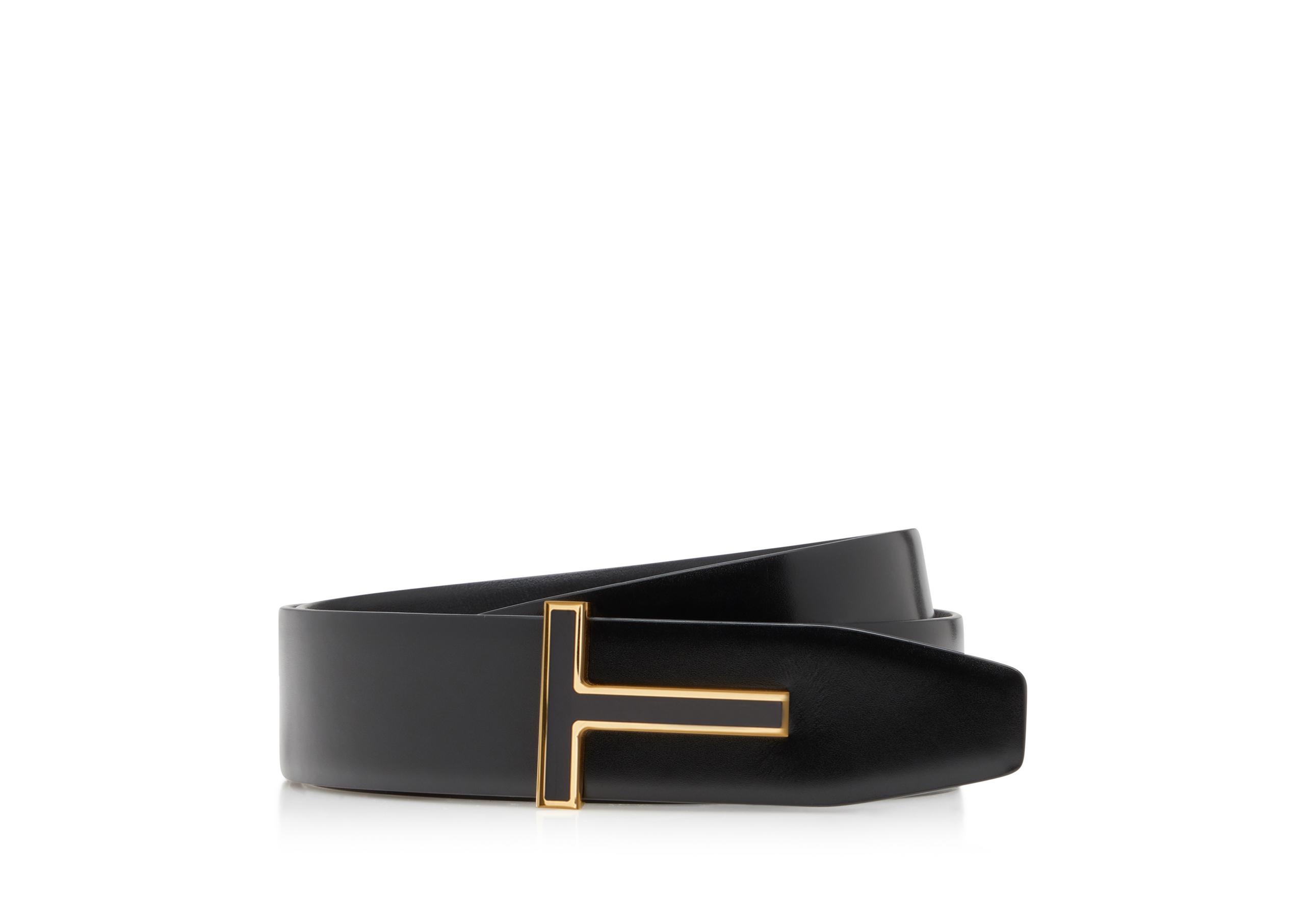 SMOOTH LEATHER ENAMEL INSERT T BELT - 1