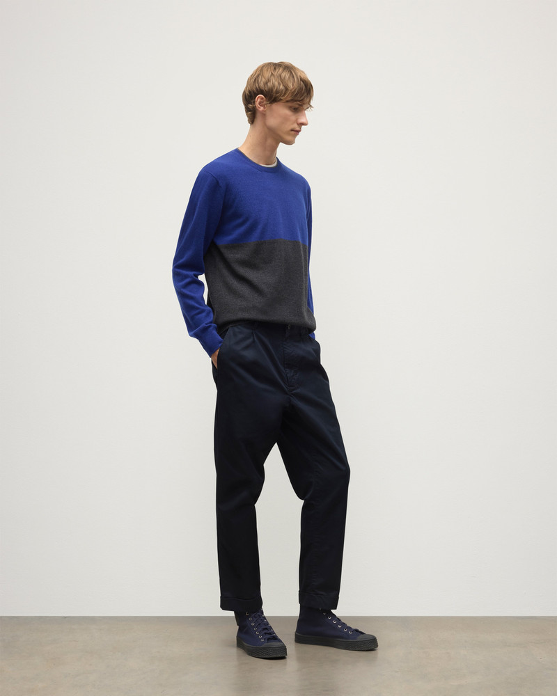 Shaded Grey & Blue Colour Block Cashmere Jumper 4