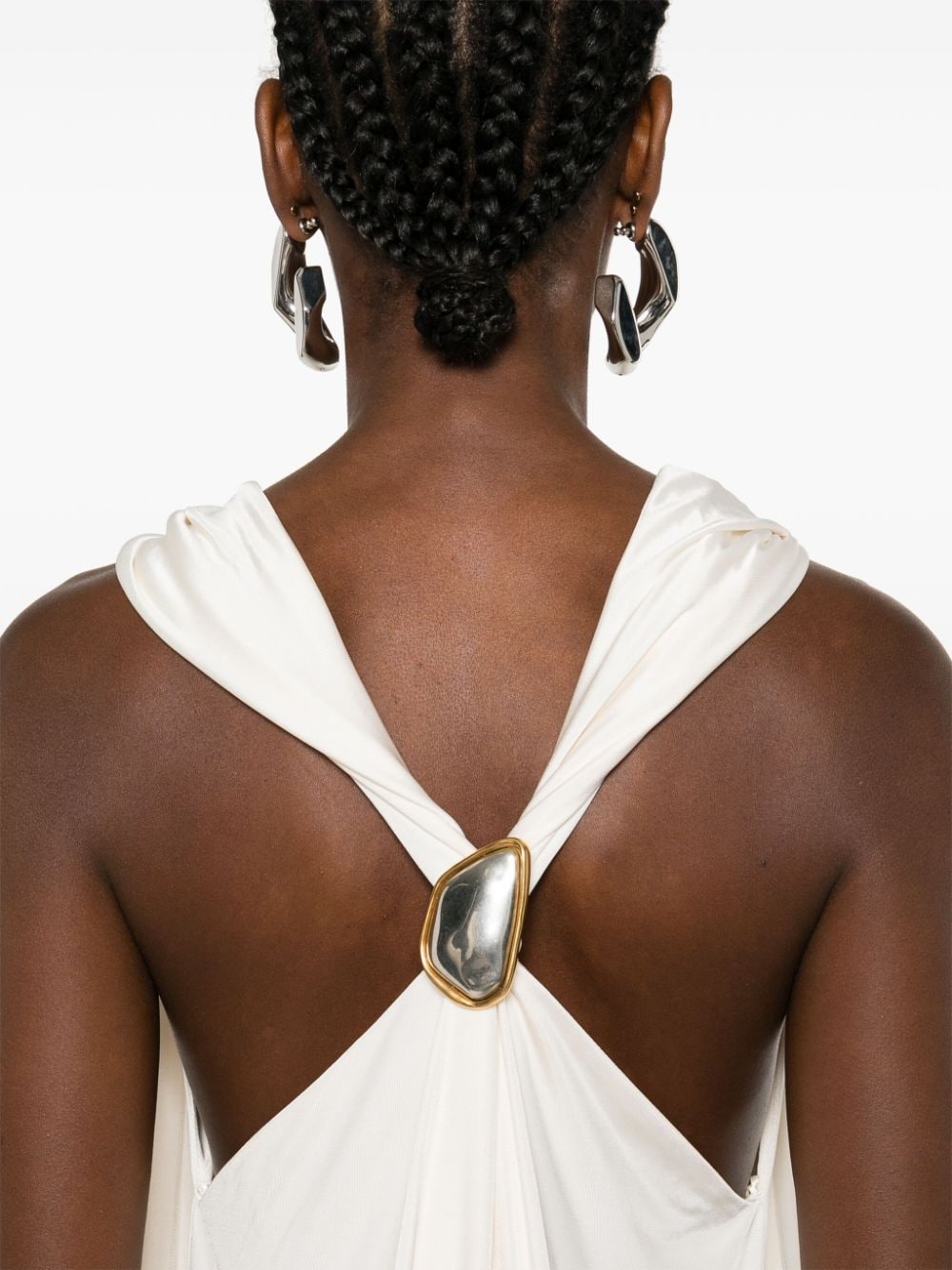 brooch-detail midi dress - 5