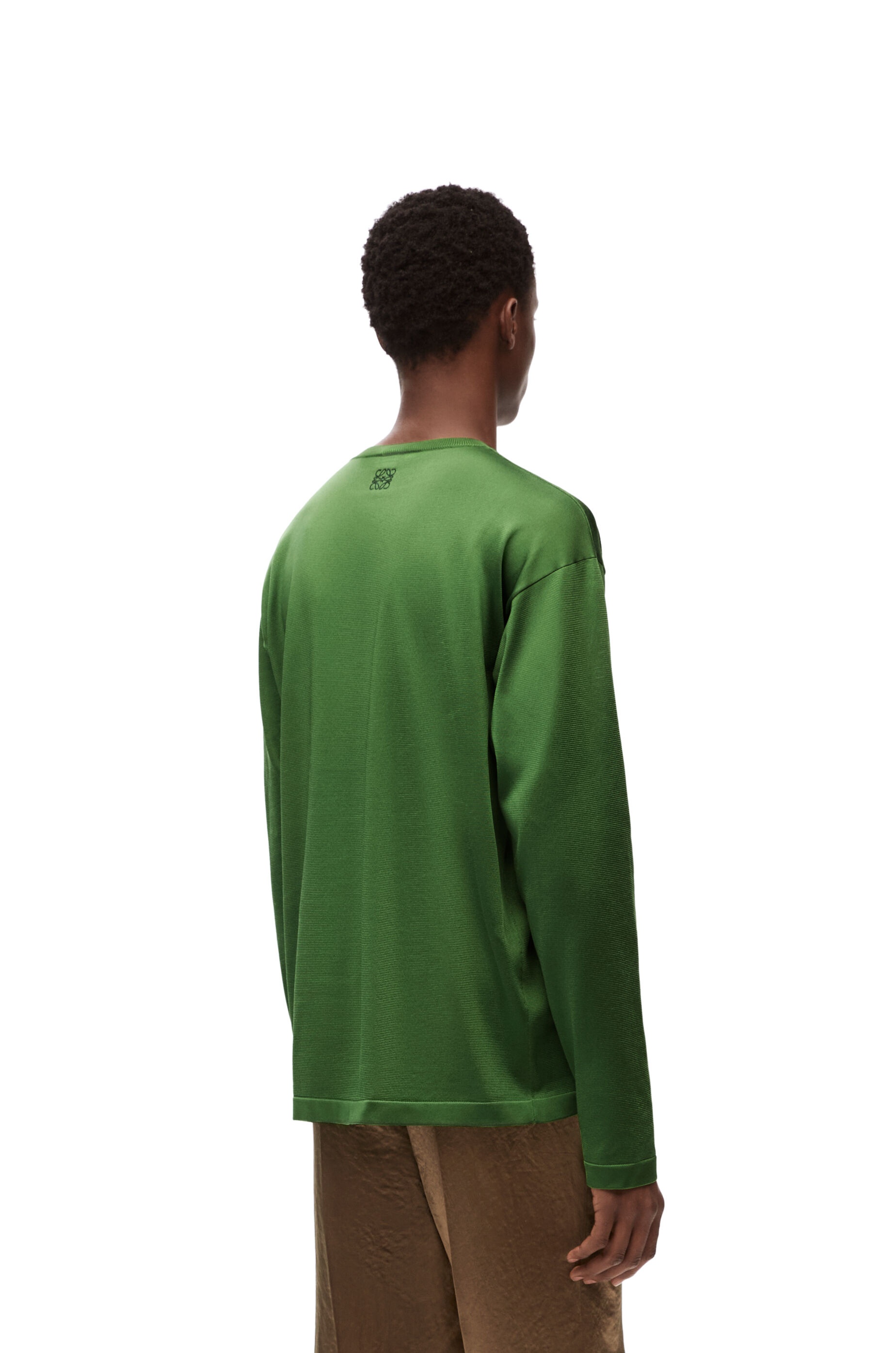 Pleated long sleeve T-shirt in silk - 4