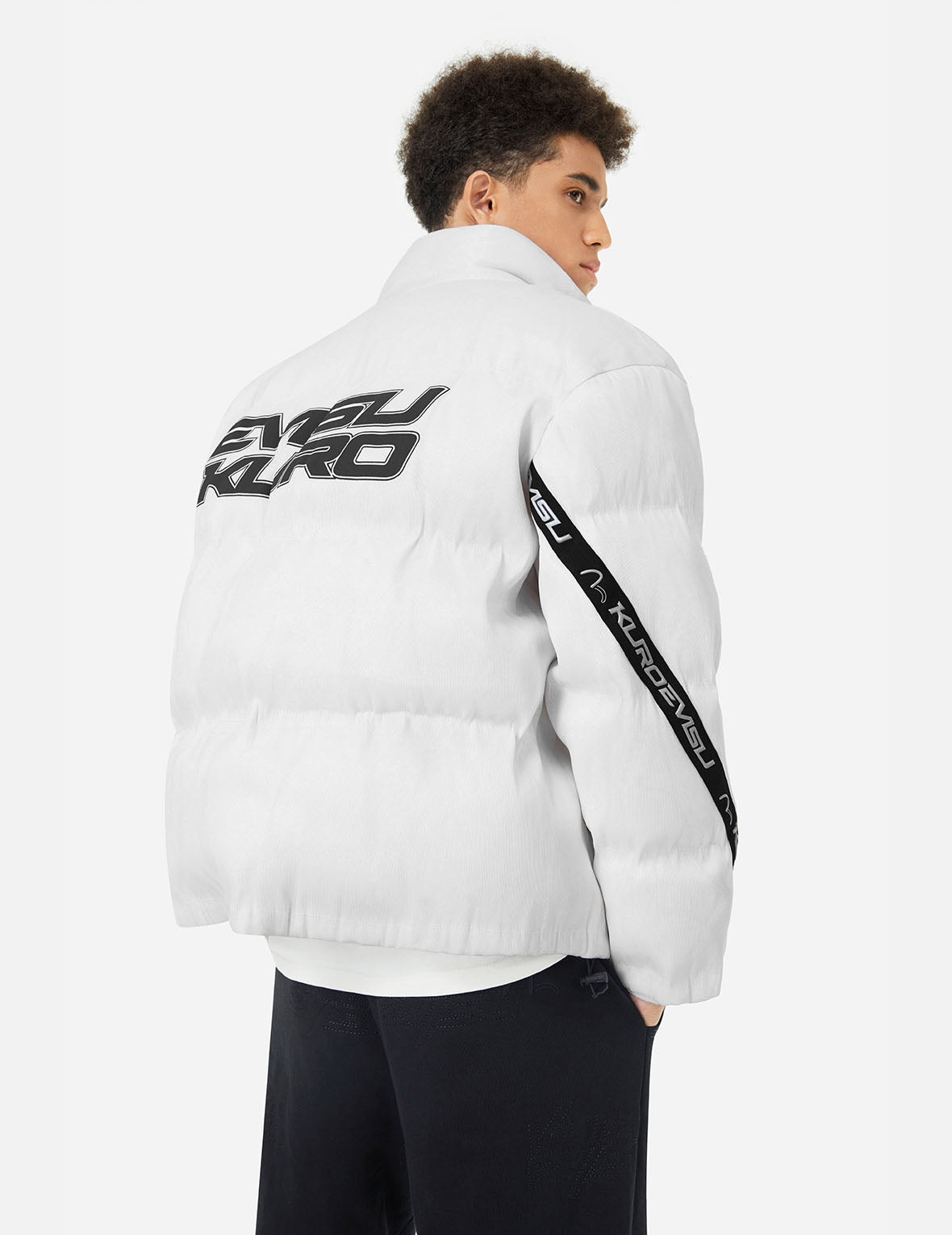 LED Light and Logo Print Relax Fit Down Jacket - 5