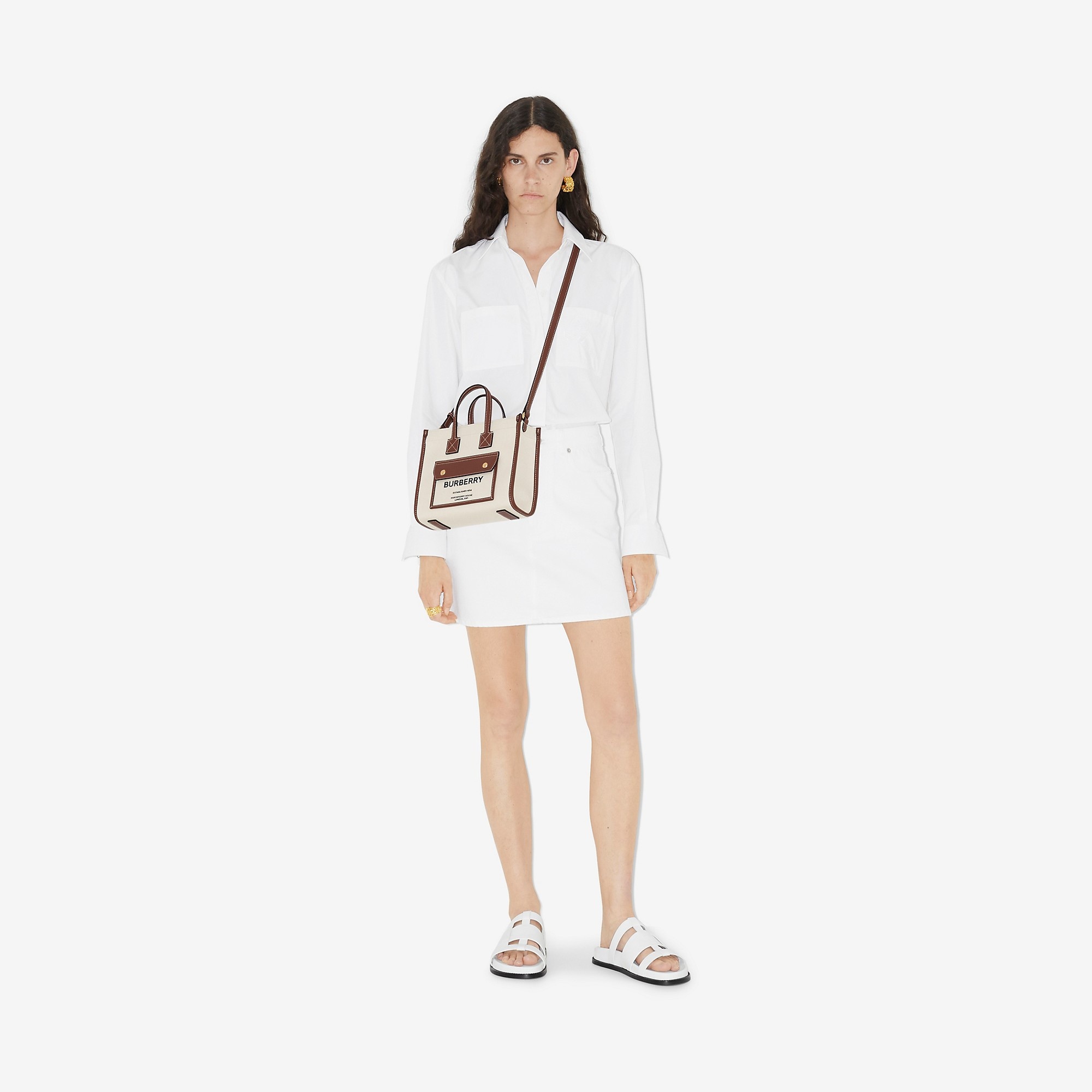 Mini Two-tone Canvas and Leather Freya Tote - 2