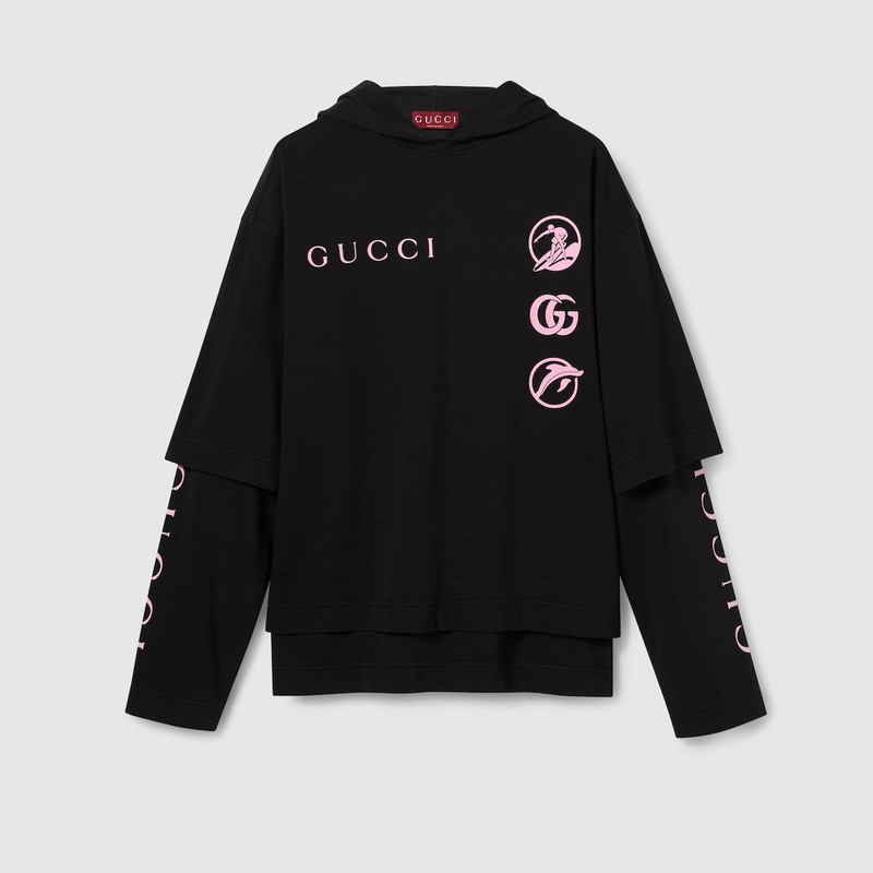 Printed cotton jersey long-sleeve T-shirt 1