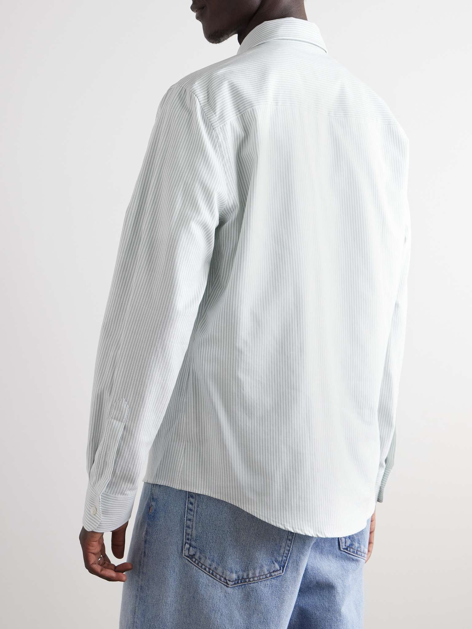 Button-Down Collar Logo-Embroidered Striped Cotton Oxford Shirt - 3