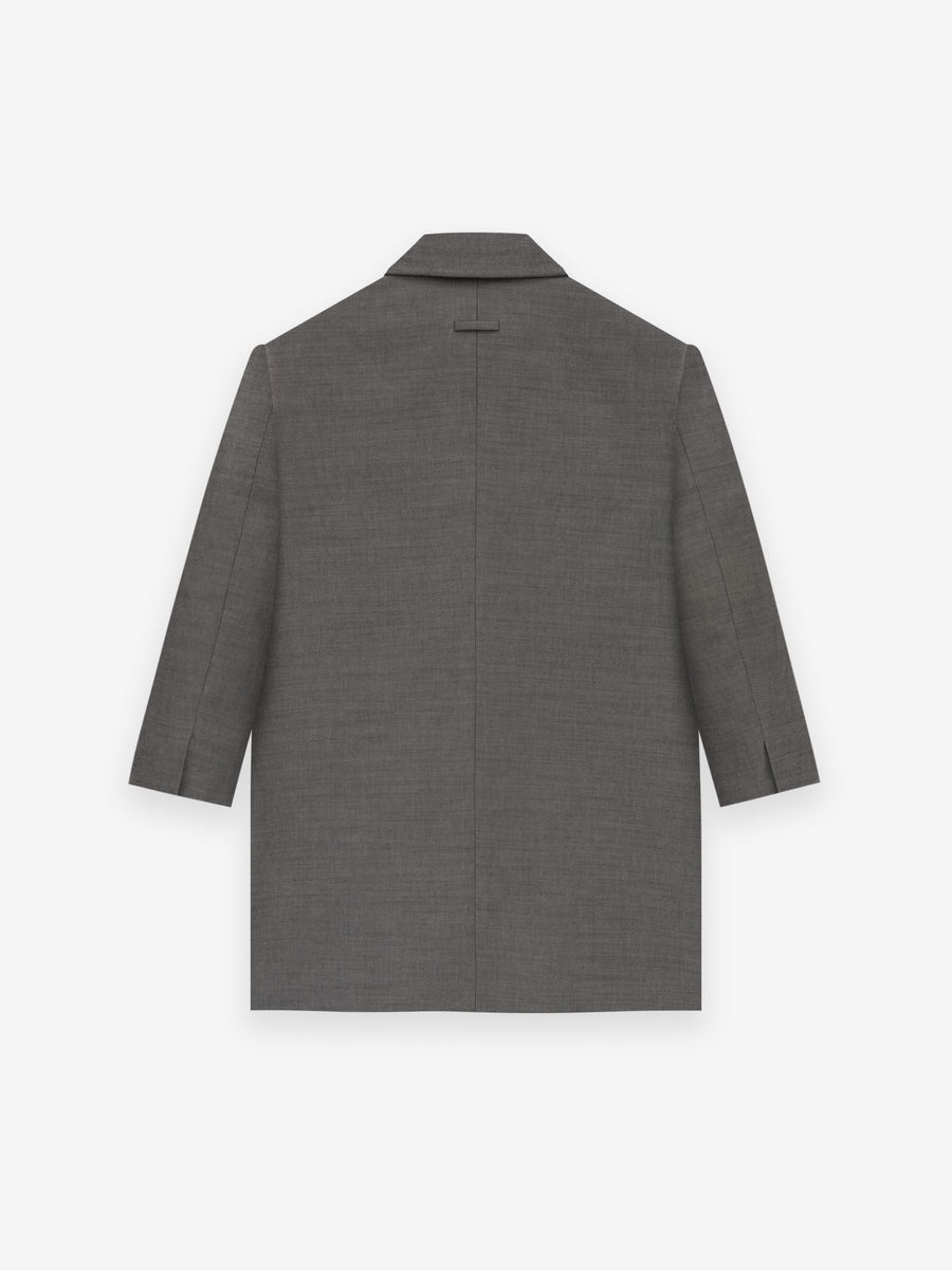 Double Cotton Wool Long Relaxed Blazer - 3