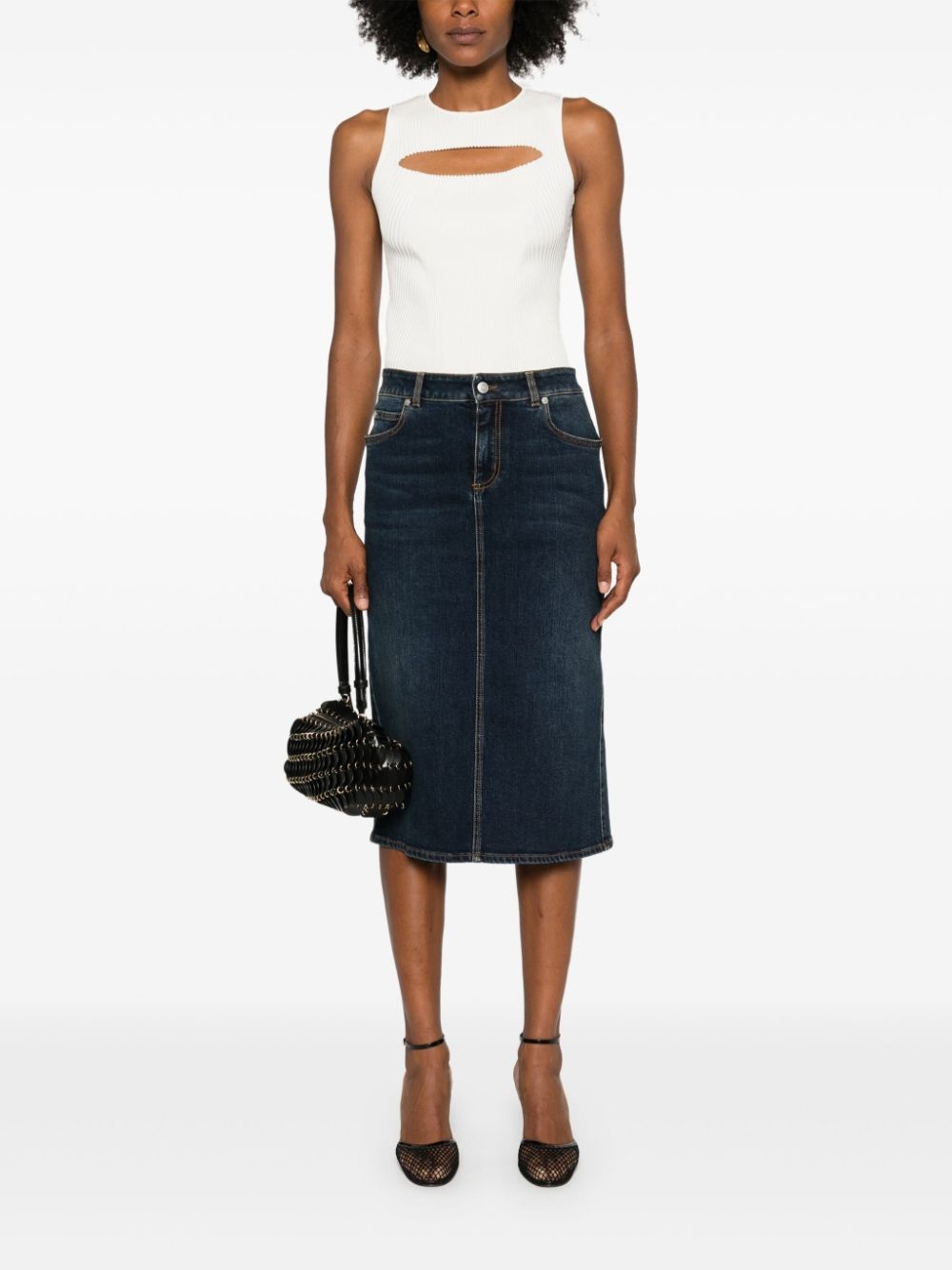high-waisted denim skirt - 2