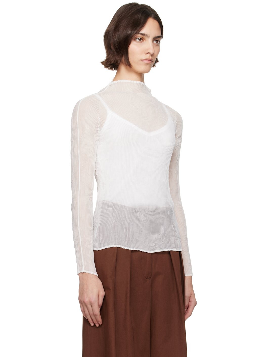 White Chiffon Twist BK/WT-56 Turtleneck - 2