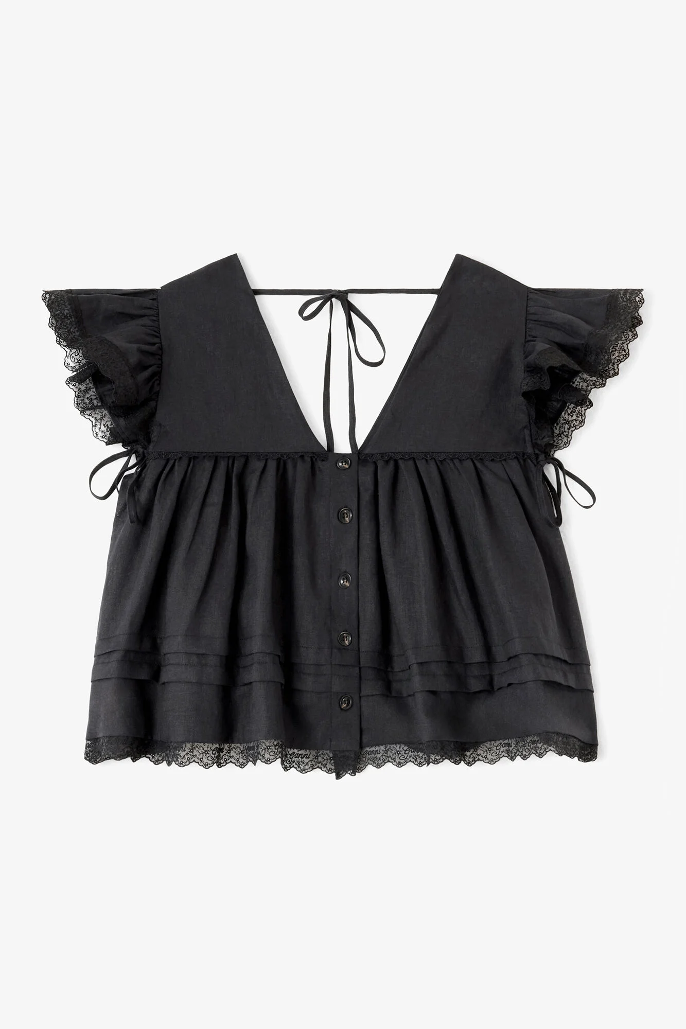 BLOUSE IN BLACK LINEN - 1