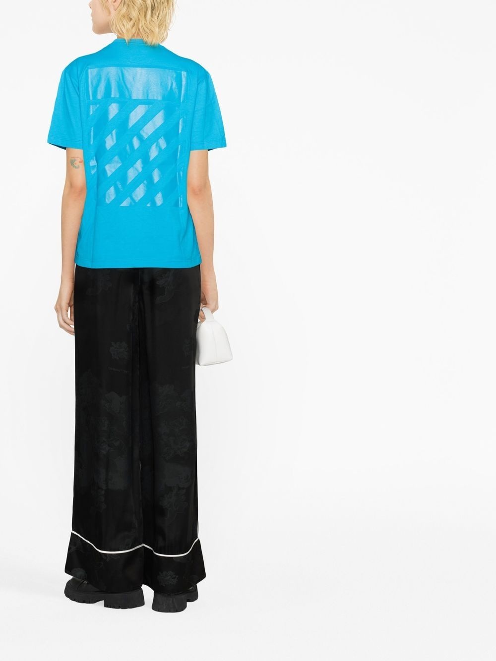 Diag-stripe short-sleeved T-shirt - 4