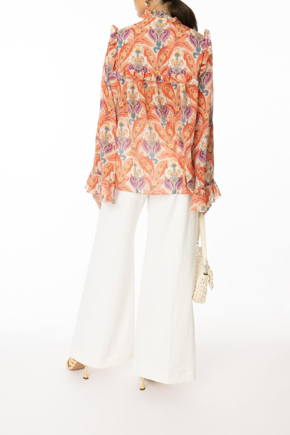 Long Sleeve Ruffle Blouse - 4