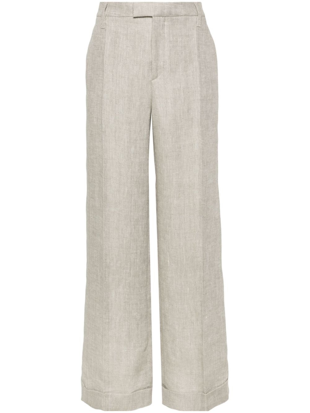high-waist tailored linen trousers - 1