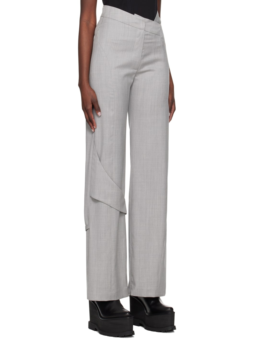 Gray Fluid Trousers - 2