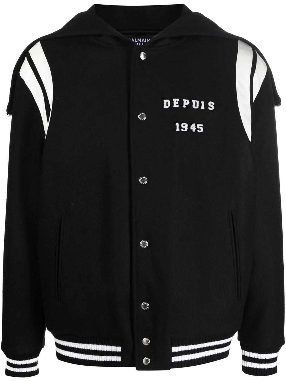 hooded wool varsity jacket - 1