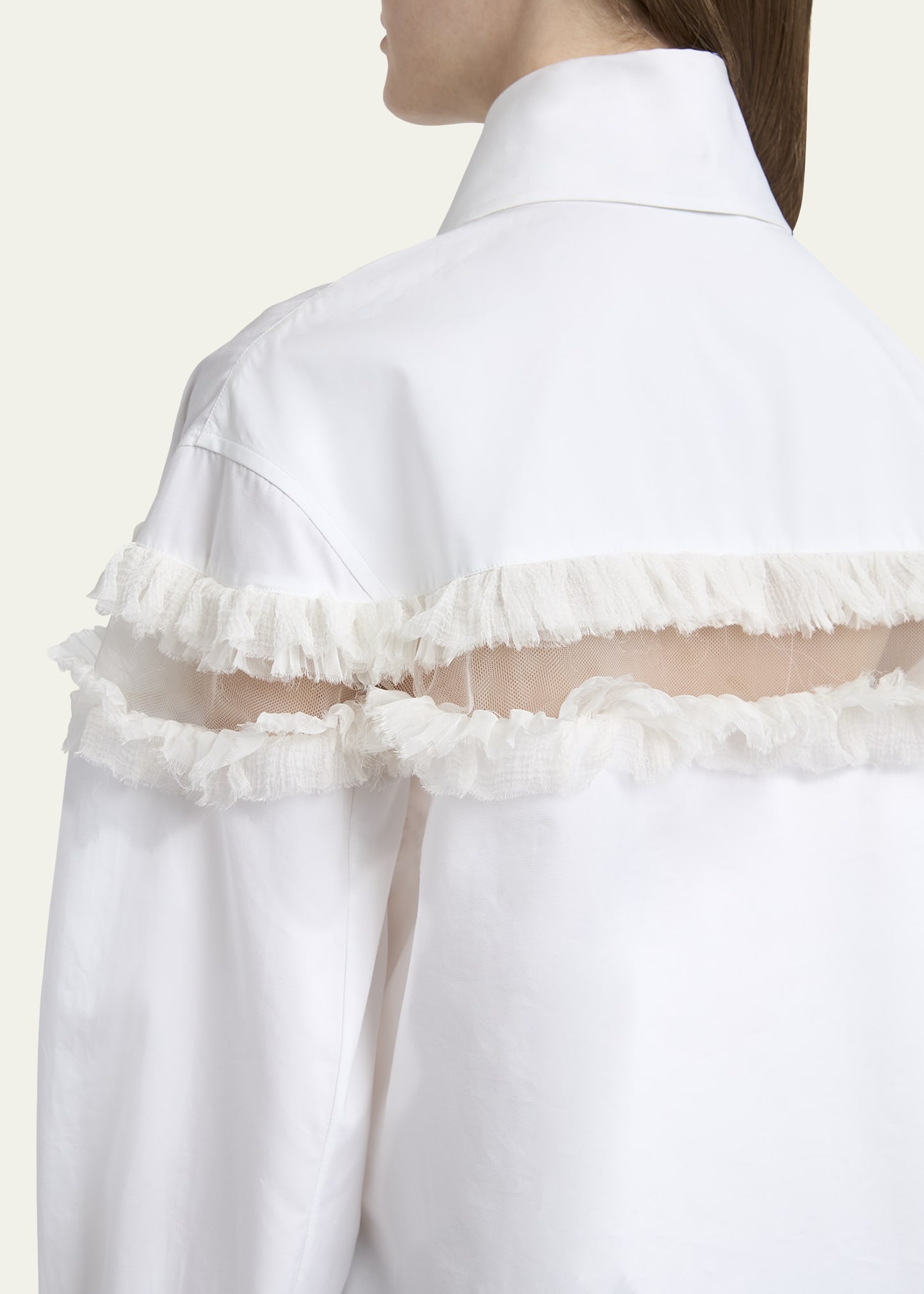 Ruffle-Inset Button-Down Blouse - 5