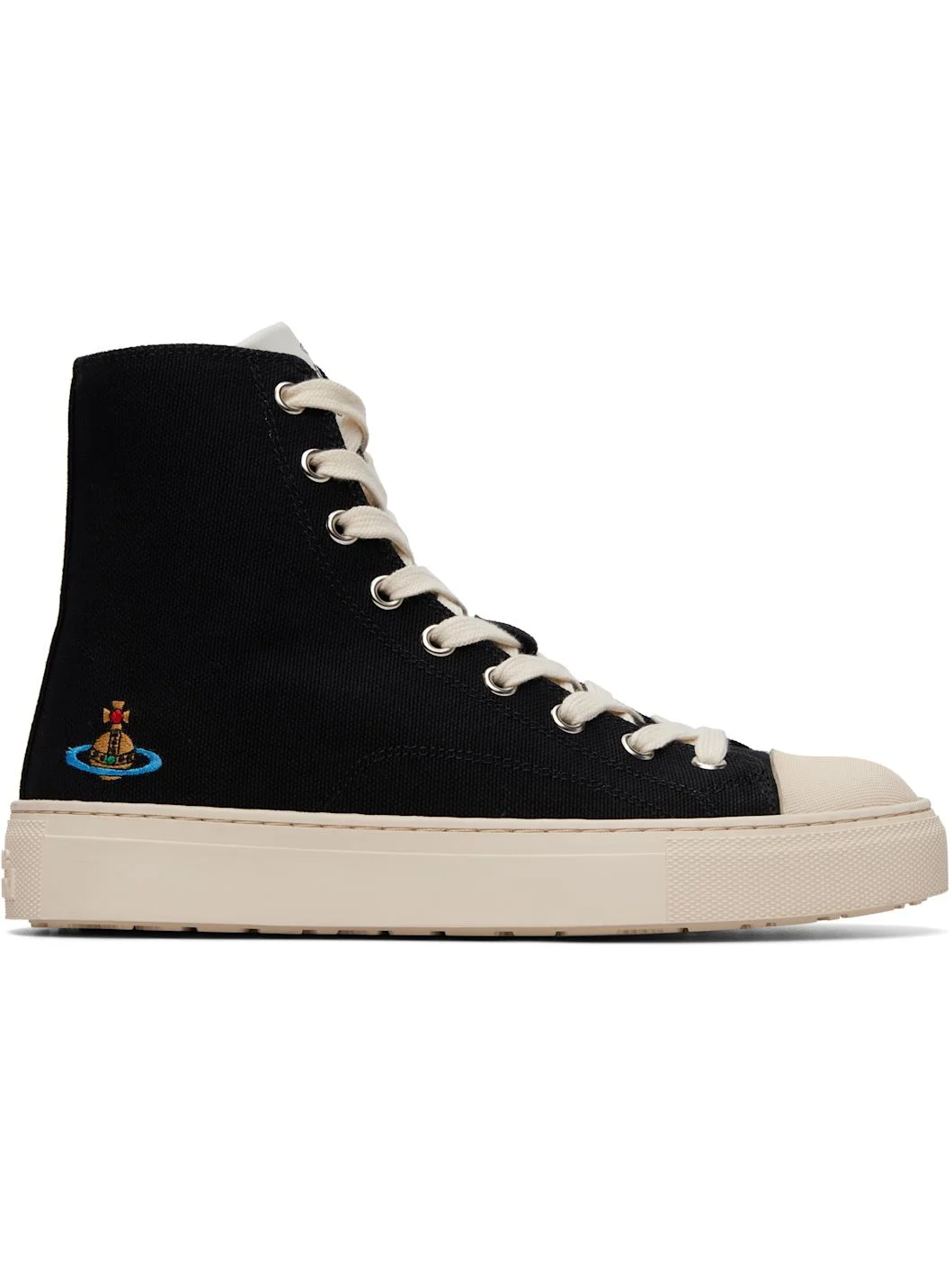 Black High Top Plimsoll Sneakers - 1