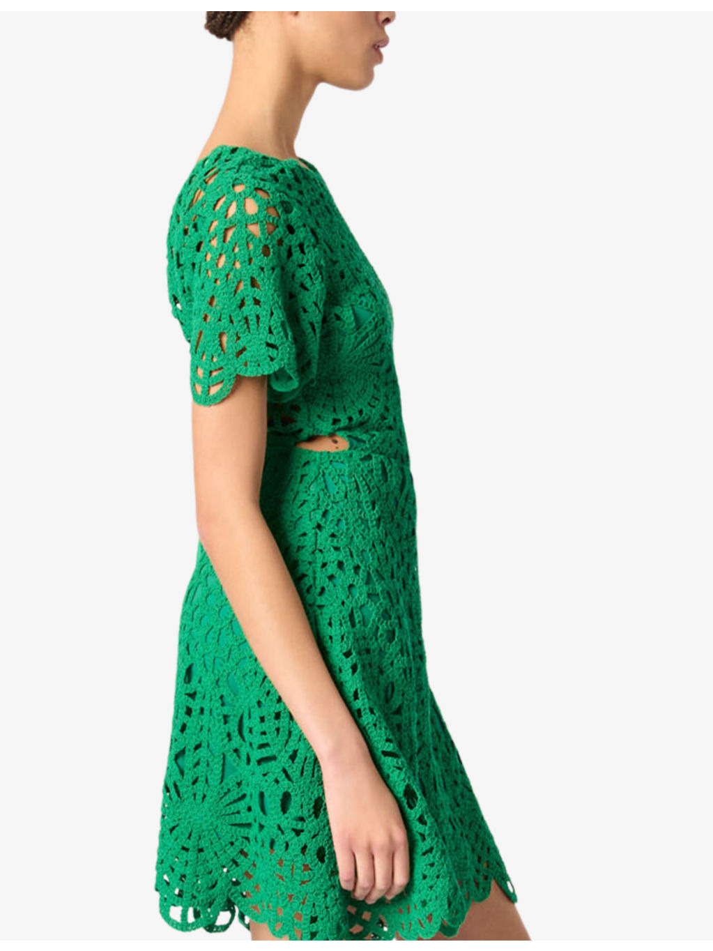 Short-Sleeved Cut-Out Lace Mini Dress - 3