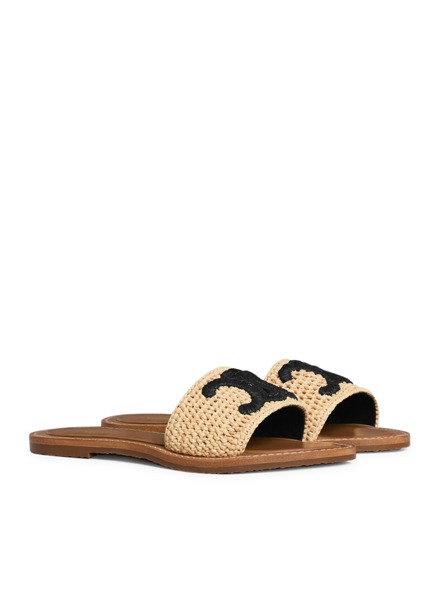 CELINE｜SLIPPERS (LYMPIA MULE IN RAFFIA (357925135C 18BN Women's Celine Lympia mule in raffia | CELINE | 24S