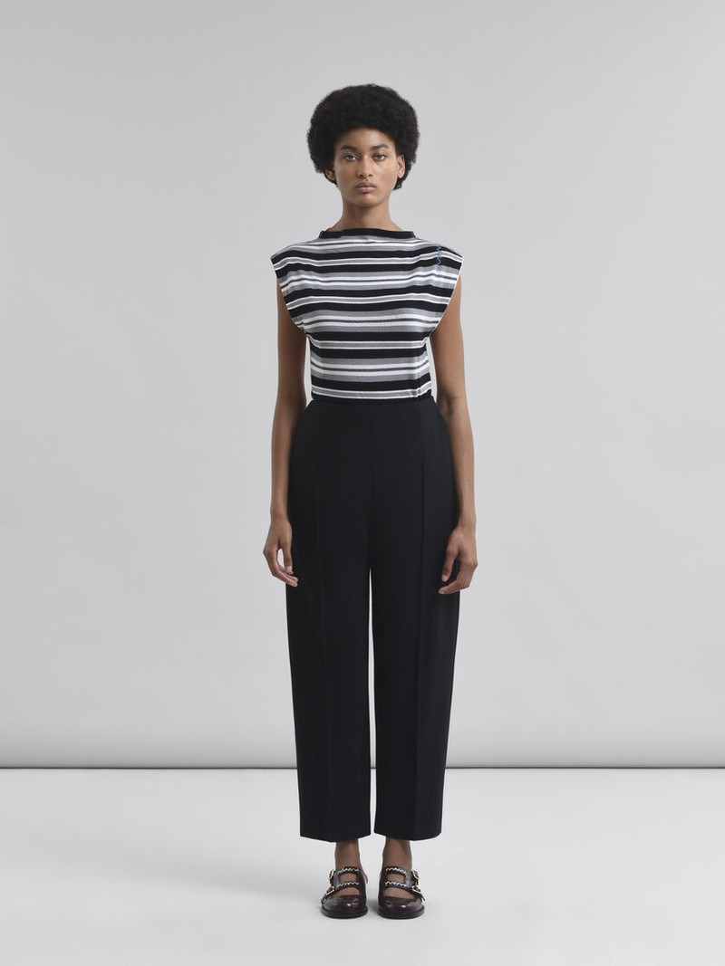 Marni BLACK WOOL BLEND TROUSERS WITH MARNI SYMBOL outlook
