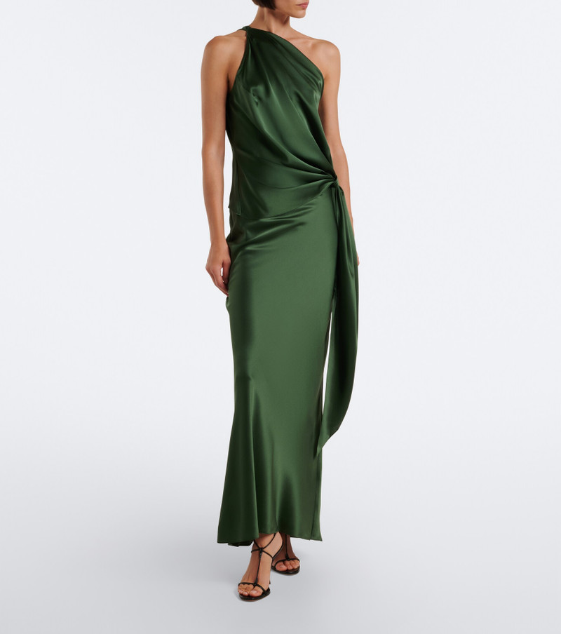 Draped one-shoulder silk satin top 6