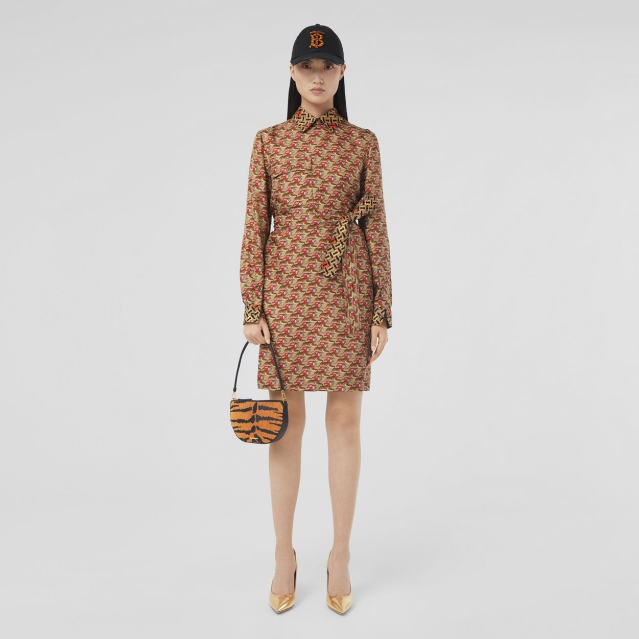 Tiger Graphic and Monogram Silk Shirt Dress - 2