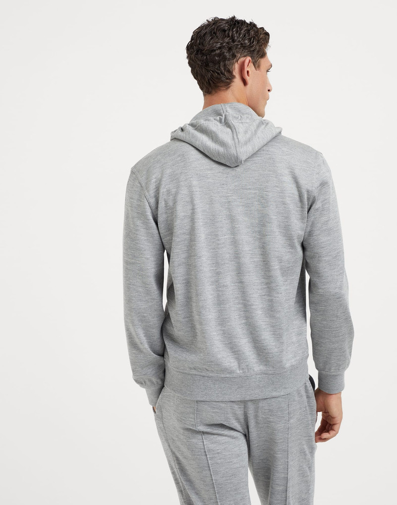 Brunello Cucinelli Cashmere and silk French terry hooded sweatshirt with zipper outlook